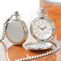 Engraved Vintage Pocket Watch Silver Plated Alloy, thumbnail 2 of 6