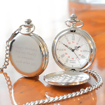 Engraved Vintage Pocket Watch Silver Plated Alloy, 2 of 6