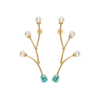 Bias Gold Plated Pearl Moving Sculpture Earrings, 5 of 6