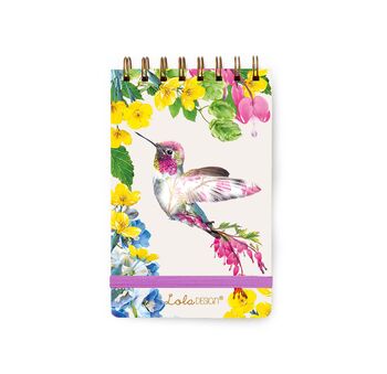 Hummingbird Pattern Spiral Reporter Notepad With Elastic Closure, 3 of 3