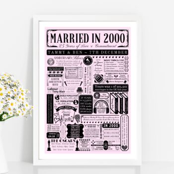 2000 Personalised 25th Silver Wedding Anniversary Poster, 2 of 8