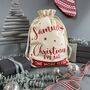 Personalised Christmas Eve Bag Natural With Red, thumbnail 2 of 9