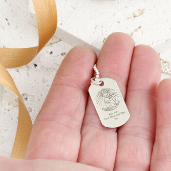 Skinny Dog Tag Personalised St Christopher Necklace, 3 of 11