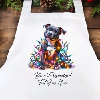 Personalised Staffordshire Bull Terrier In Christmas Lights, 9 of 11
