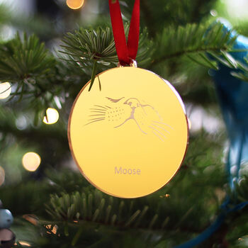 Wooden Personalised Cat Nose Christmas Tree Bauble, 7 of 8