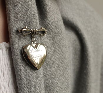 Silver Heart Locket Personalised Brooch Pin, 2 of 12