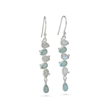 Rainbow Moonstone And Aqua Chalcedony Drop Earrings, 4 of 5