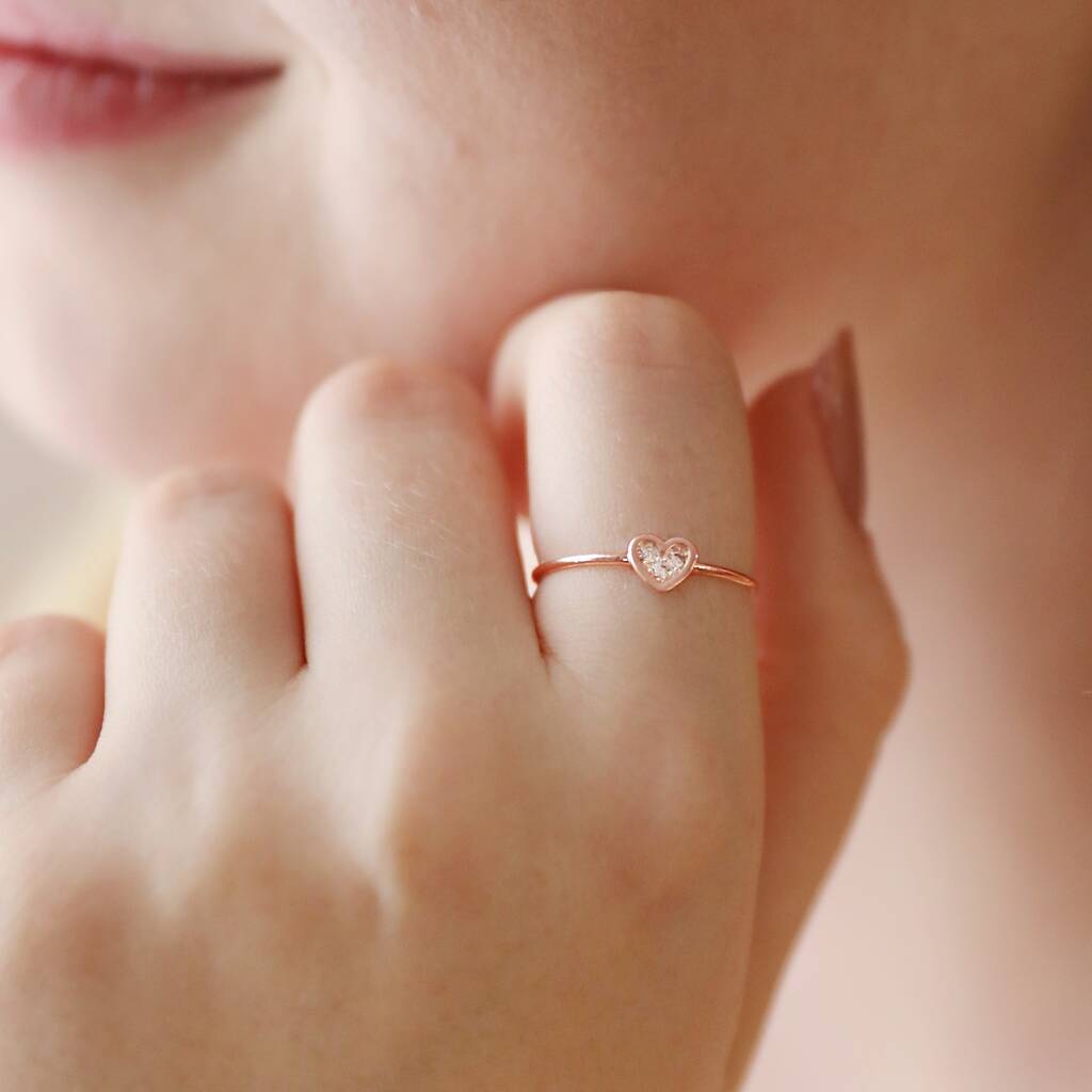Adjustable Crystal Heart Ring, 1 of 8