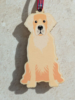 Golden Retriever Hanging Wooden Christmas Decoration, 4 of 5
