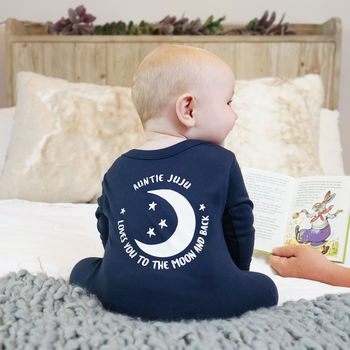 Personalised Love You To The Moon And Back Sleepsuit, 2 of 5
