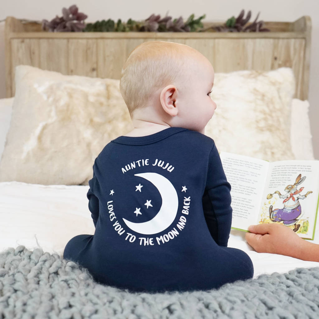 Personalised Love You To The Moon And Back Sleepsuit, 1 of 5