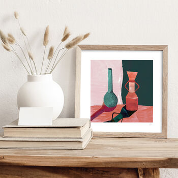 Teal And Terracotta Ceramic Vases Print, 2 of 7