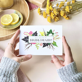 Will You Be My Bridesmaid White Floral Card, 2 of 5