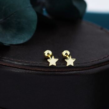 Tiny Star Screw Back Earrings In Sterling Silver, 4 of 12