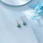 Emerald Green Cz Flower Drop Dangle Earrings, thumbnail 3 of 11