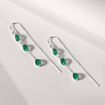 Esmera Green Onyx Sterling Silver Threader Earrings, 7 of 9