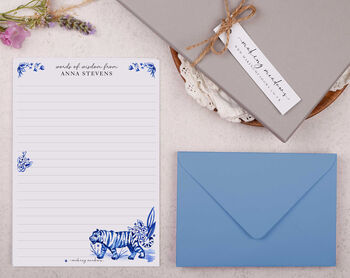 A5 Personalised Letter Writing Paper With Blue Tiger, 4 of 4