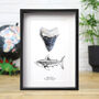 Megalodon Tooth And Illustration Box Frame Real Authentic Jurassic Dinosaur Fossil Natural History Interior Design Home Decor Gift Ornament, thumbnail 1 of 4