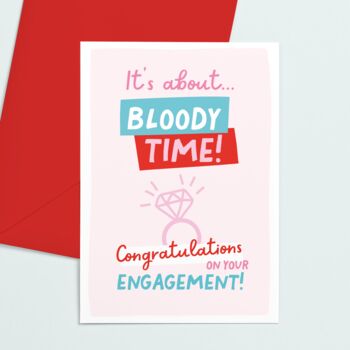 About Time Funny Engagement Card, 2 of 5