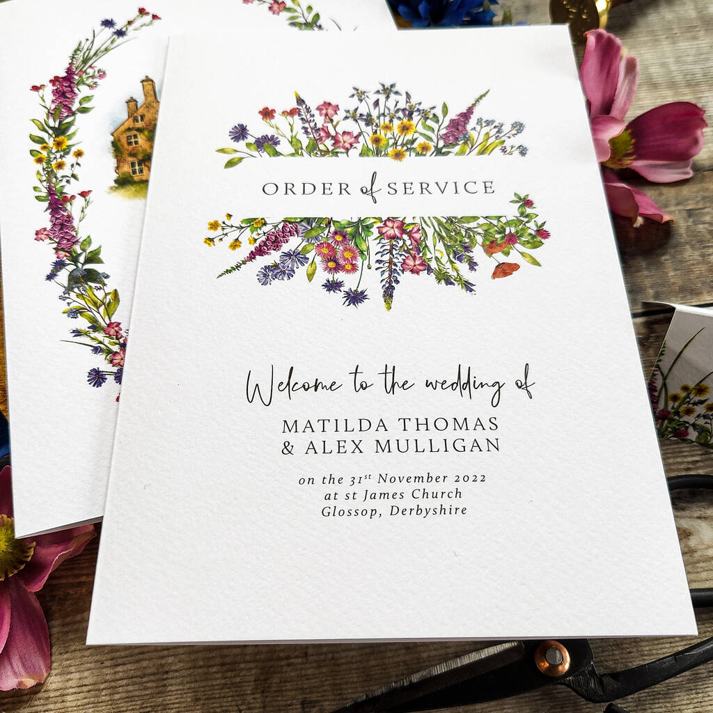 Wildflower Wedding Order Of Service Booklet By Paper Willow ...