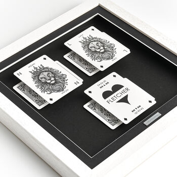 Personalised Mr And Mr Wedding Gift Lion Playing Cards Frame, 5 of 9