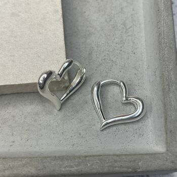 Sterling Silver Heart Hoop Earrings, 11 of 12