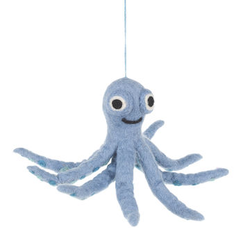 Handmade Ollie The Octopus Hanging Felt Decoration, 2 of 10