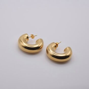 Chunky Big Hoop Earrings, 18 K Gold Plated, 2 of 4
