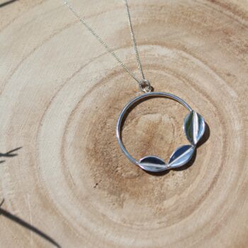 Geometric Leaf Pendant In Sterling Silver, 5 of 8
