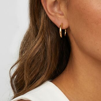Women's 18k Gold Oval Threader Hoop Earrings, 3 of 4