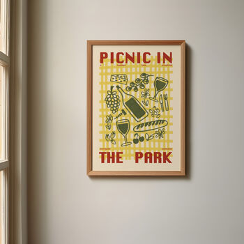 Picnic Print | Picnic In The Park | Kitchen Wall Art | Retro Mid Century Summer Poster, 3 of 7