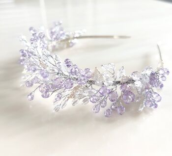 Lilac Crystal Fascinator Style Headband, 2 of 6