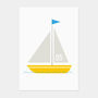Yellow Sailing Boat No. Five Postcard, thumbnail 1 of 2