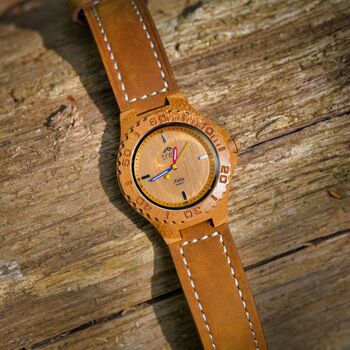 Large Nalu Bamboo Watch Leather Strap, 5 of 12