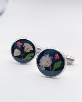 Cufflinks With Baby's Breath And Red Flowers, 2 of 12