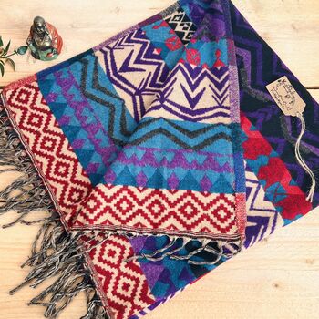 Fair Trade Handwoven Recycled Purple Blanket, 3 of 8