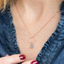 Rose Gold Plated Circle Necklace With Birthstone Charm, thumbnail 1 of 8