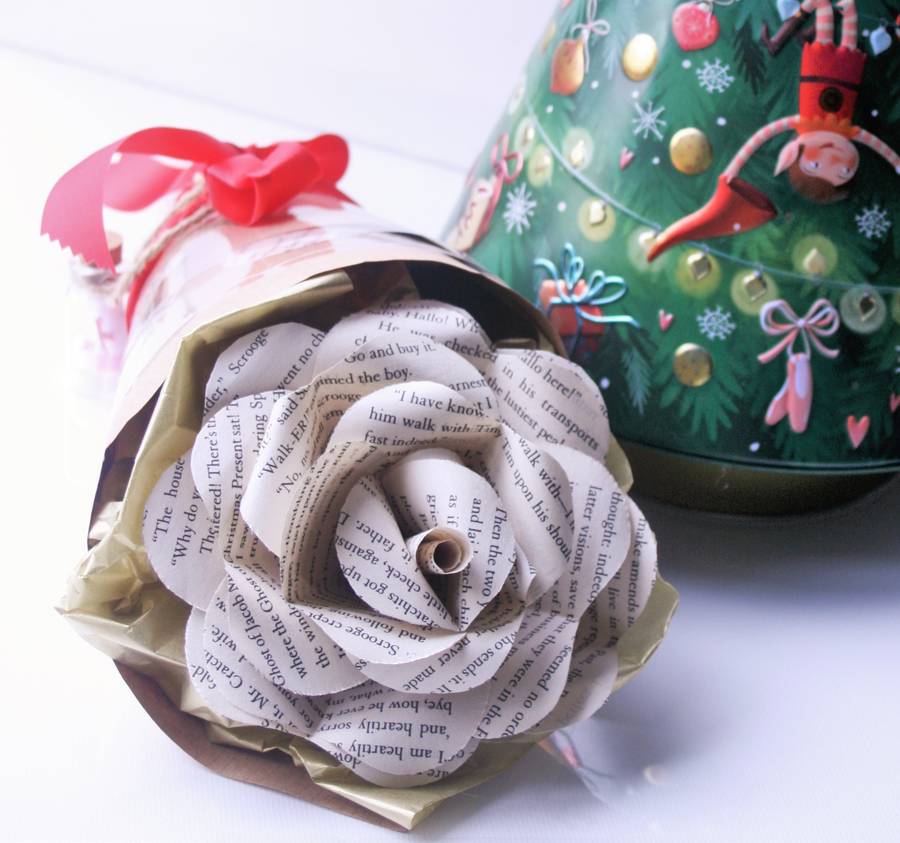 a christmas carol book page rose by cot2tot & beyond | notonthehighstreet.com