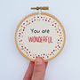 Inspirational Quote Mini Hoop Art 'You Are Wonderful', thumbnail 4 of 6