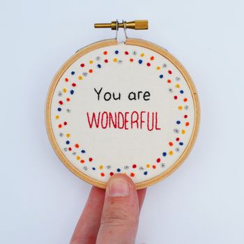 Inspirational Quote Mini Hoop Art 'You Are Wonderful', 4 of 6