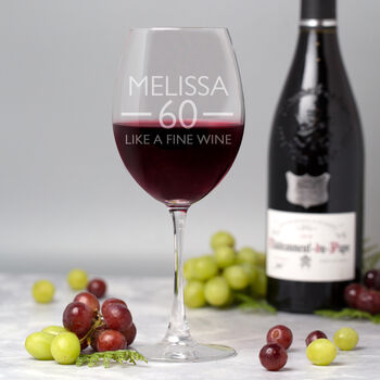 Personalised Birthday Aged Wine Glass Holds A Whole Bottle, 6 of 9
