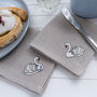 Embroidered Swan Cocktail Napkins Set Of Four, thumbnail 8 of 8