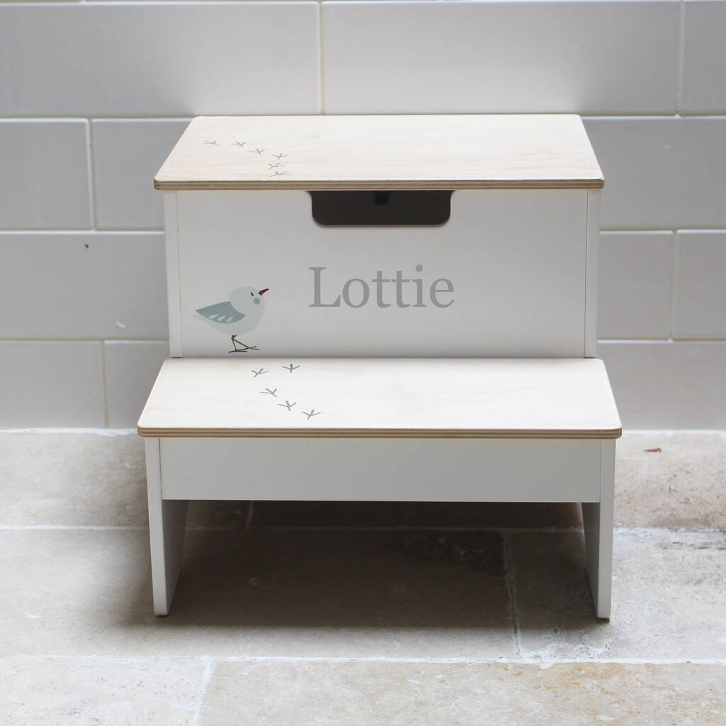 Personalised Childs White Wooden Storage Steps, 1 of 5