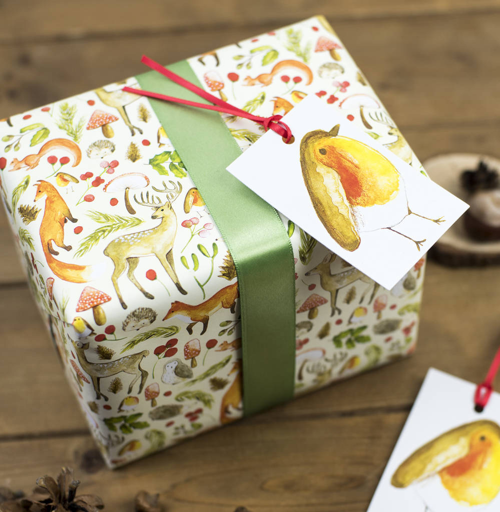 Woodland Creatures Christmas Wrapping Paper Set