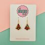 Quality Street / Green, Gold And Pink Glitter Christmas Tree Earrings Small And Large, thumbnail 1 of 2