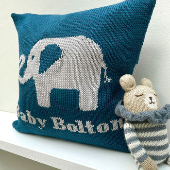 Personalised Knitted Elephant Cushion, 2 of 12