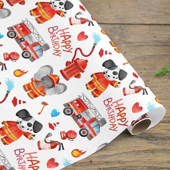 Fireman Birthday Wrapping Paper Roll Or Folded, 3 of 3