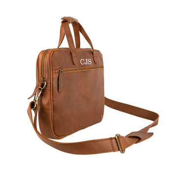 Personalised Leather Compact Laptop Satchel, 5 of 12