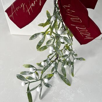 Glitter Mistletoe, Personalised Bow, Newly Wed Christmas Gift, 3 of 7