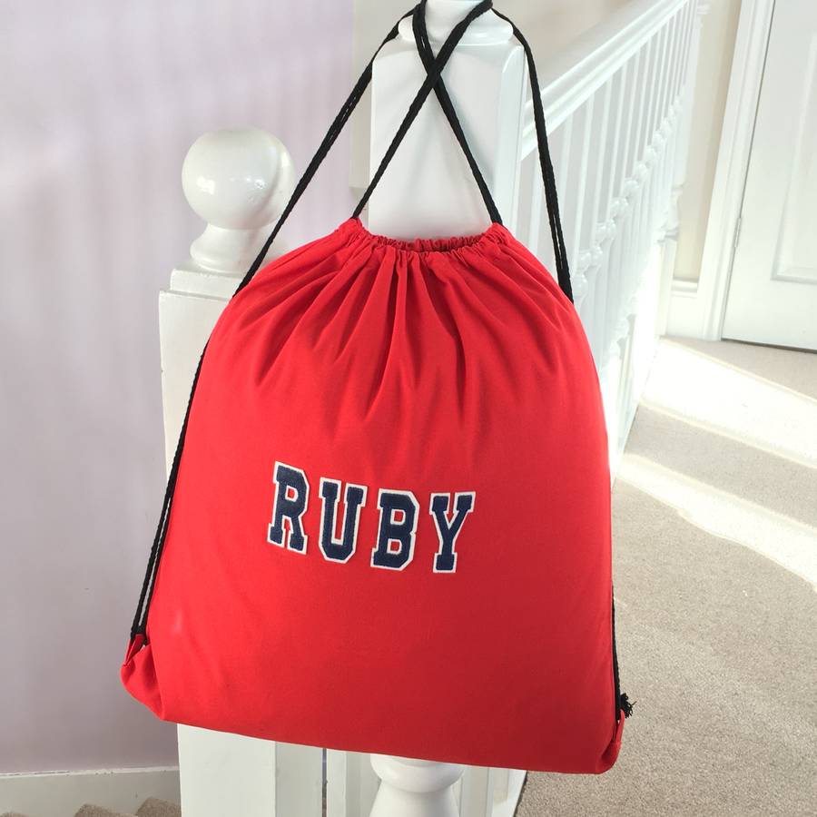 Personalised Pe Kit Cotton Pump Bag Red, 1 of 9
